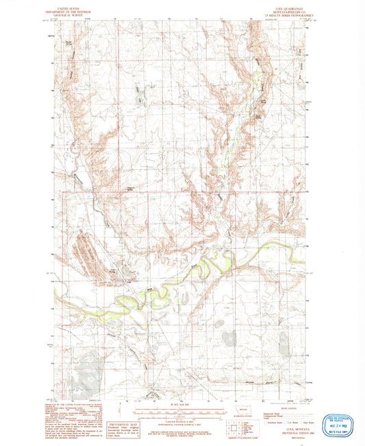 Classic USGS Cole Montana 7.5'x7.5' Topo Map Image