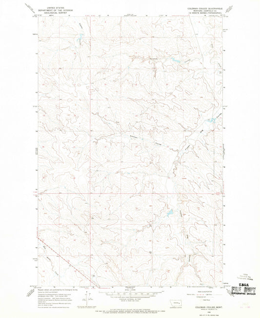 Classic USGS Coleman Coulee Montana 7.5'x7.5' Topo Map Image