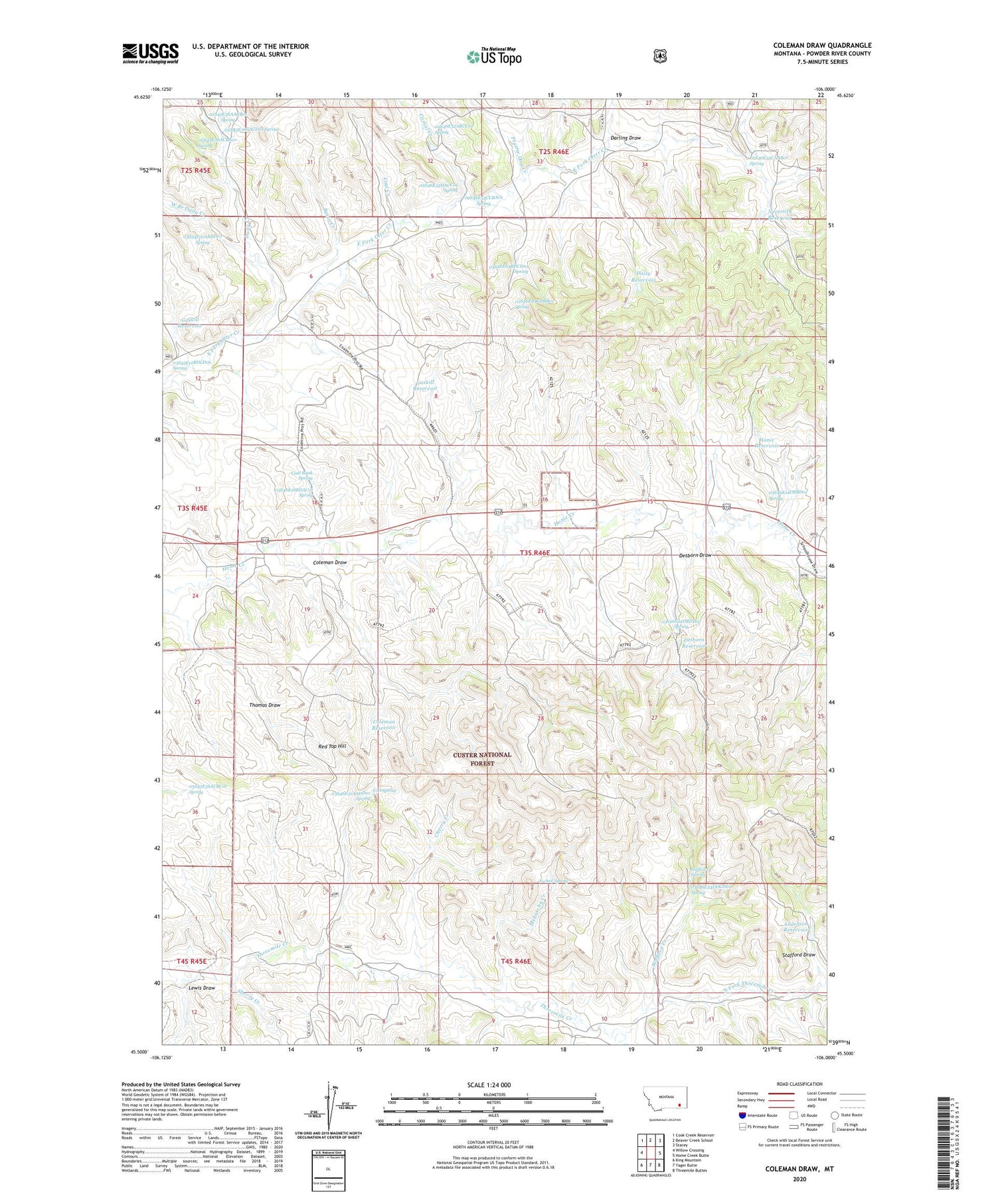 Coleman Draw Montana US Topo Map Image