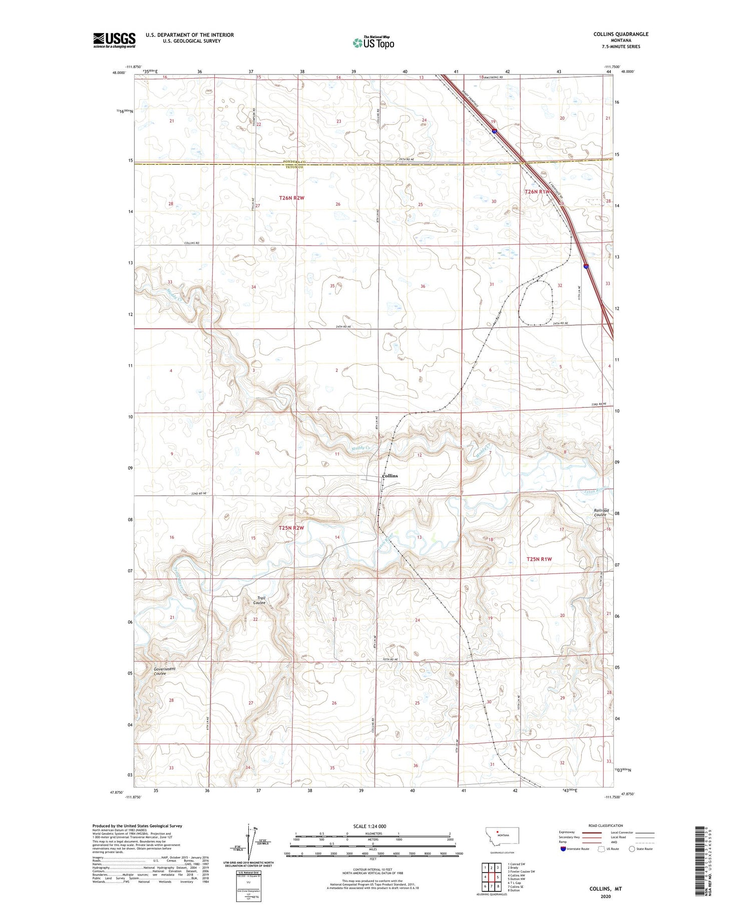 Collins Montana US Topo Map Image
