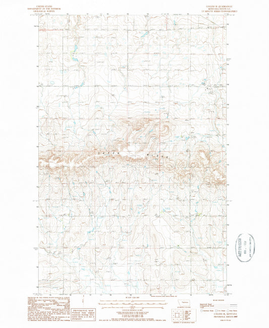 Classic USGS Collins SE Montana 7.5'x7.5' Topo Map Image
