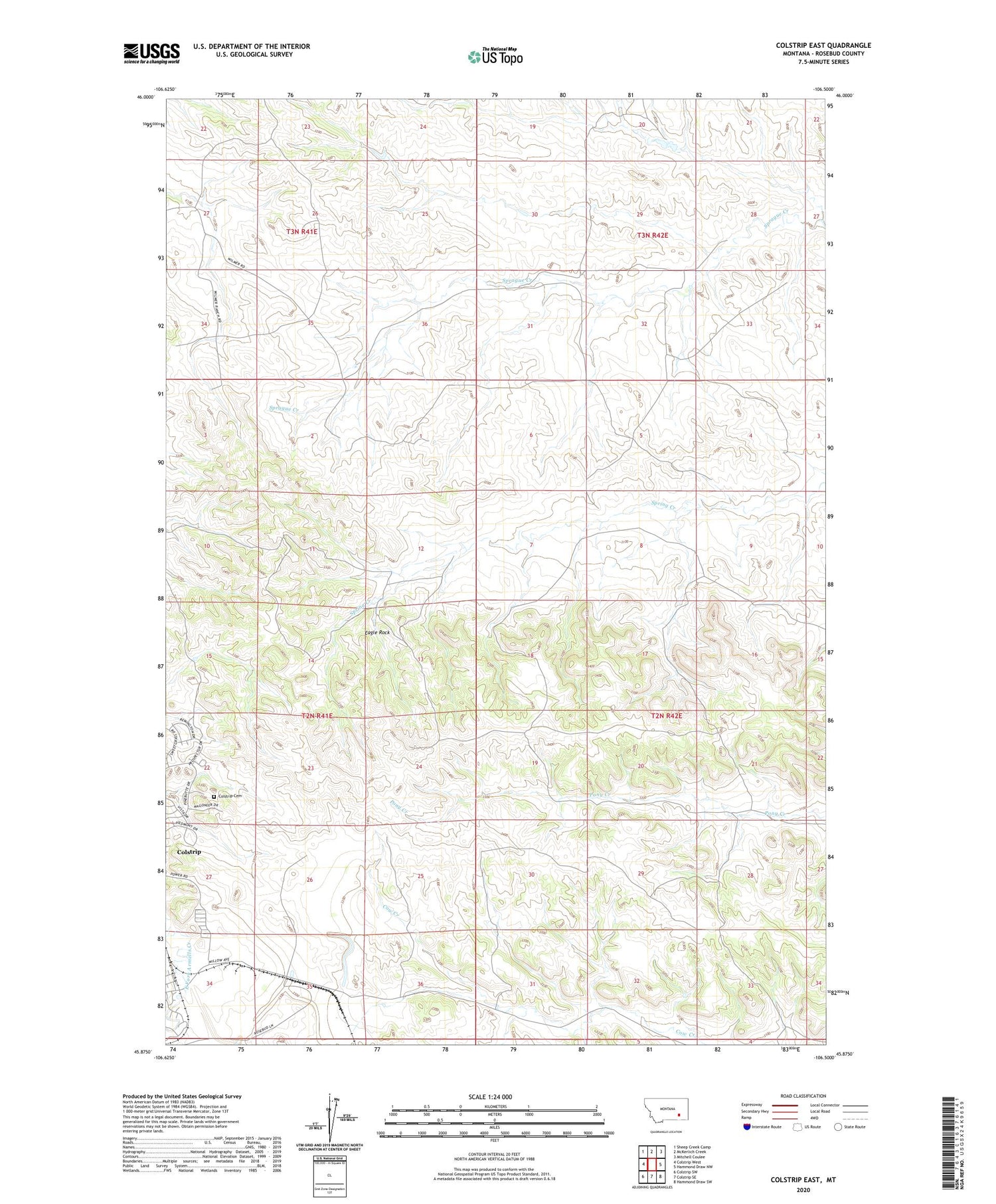 Colstrip East Montana US Topo Map Image