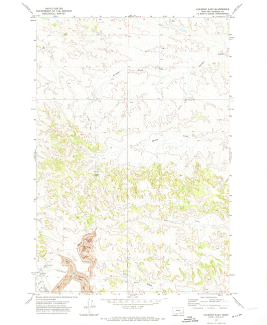 Classic USGS Colstrip East Montana 7.5'x7.5' Topo Map Image