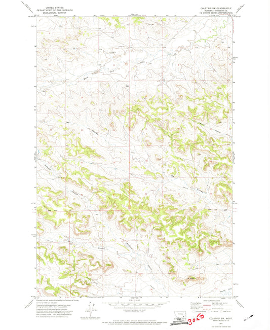 Classic USGS Colstrip SW Montana 7.5'x7.5' Topo Map Image