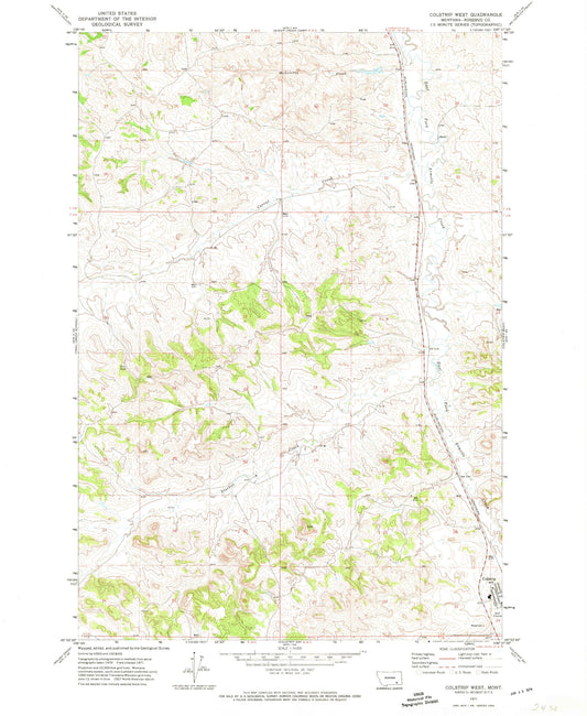 Classic USGS Colstrip West Montana 7.5'x7.5' Topo Map Image