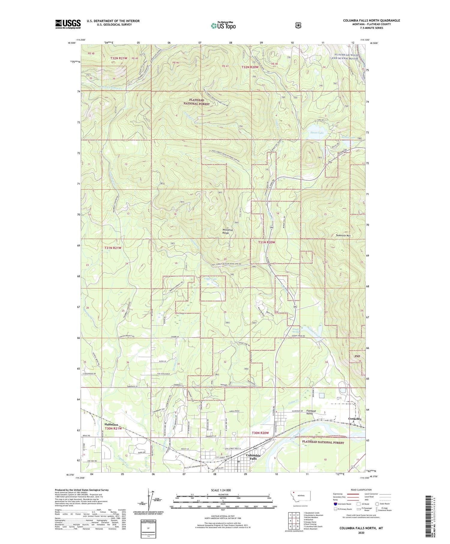 Columbia Falls North Montana US Topo Map Image