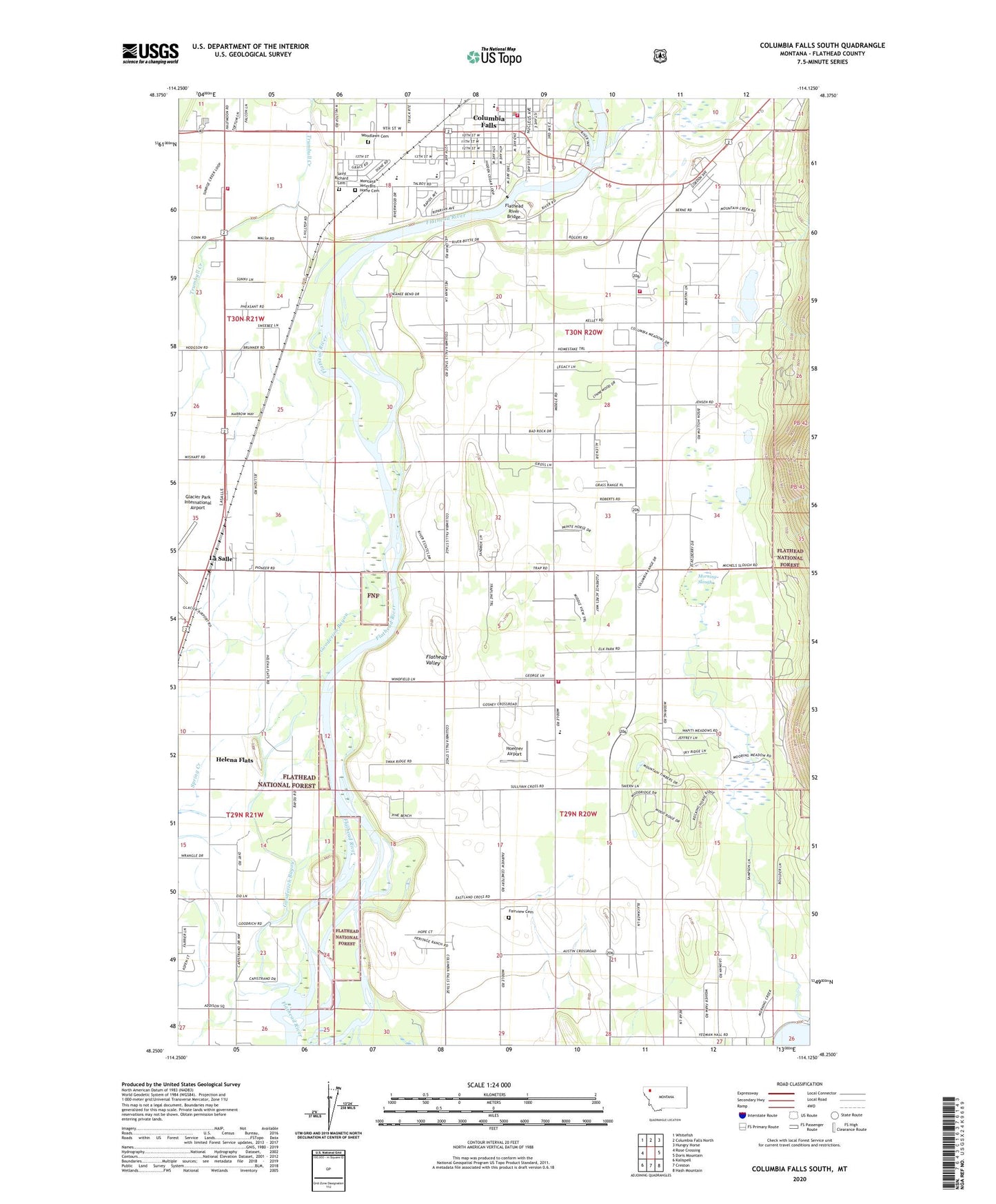 Columbia Falls South Montana US Topo Map Image