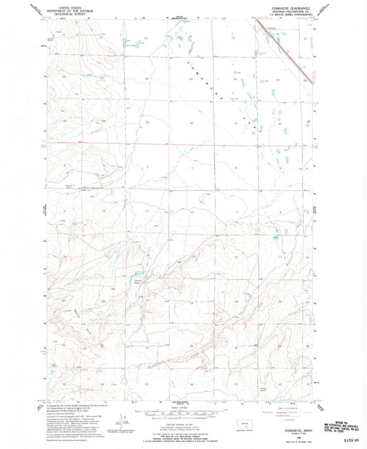 Classic USGS Comanche Montana 7.5'x7.5' Topo Map Image