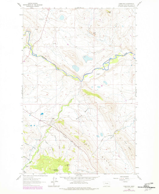 Classic USGS Comb Rock Montana 7.5'x7.5' Topo Map Image