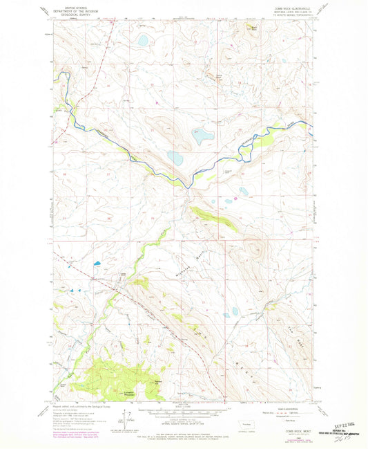 Classic USGS Comb Rock Montana 7.5'x7.5' Topo Map Image
