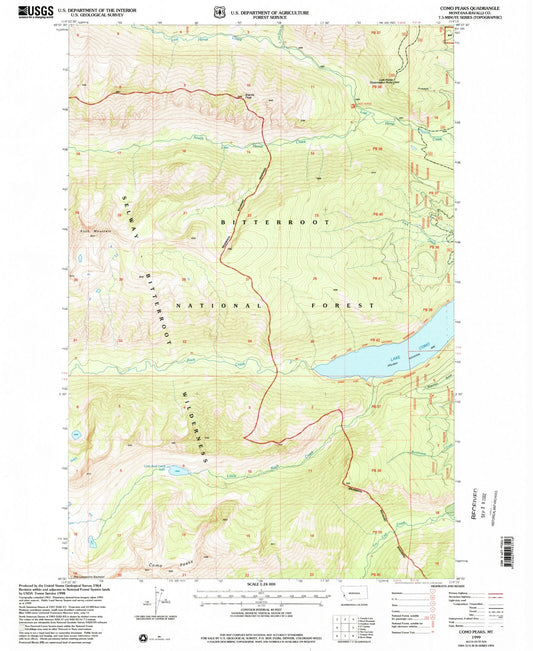 Classic USGS Como Peaks Montana 7.5'x7.5' Topo Map Image