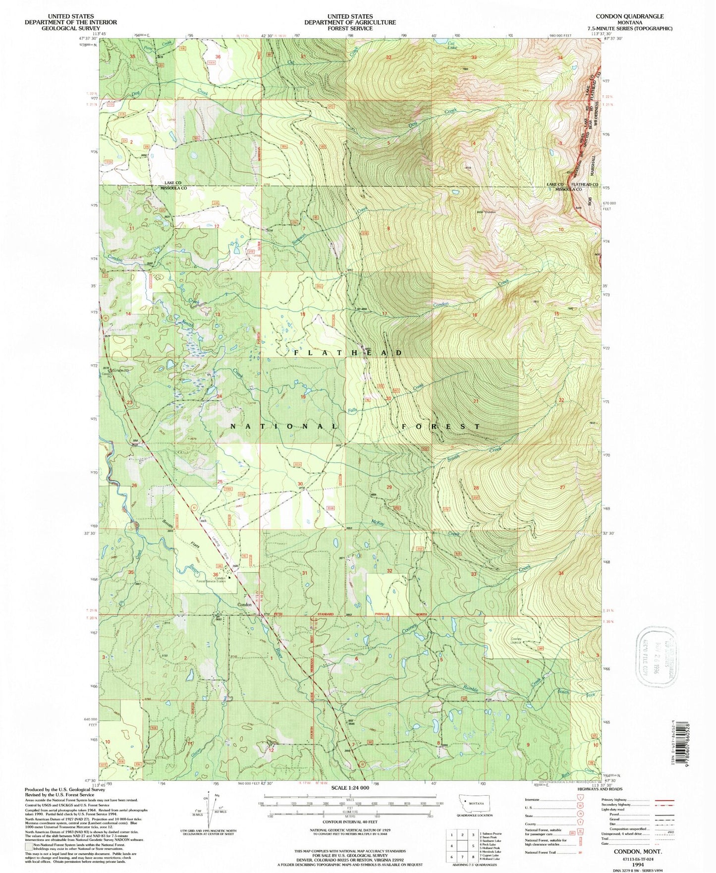 Classic USGS Condon Montana 7.5'x7.5' Topo Map Image