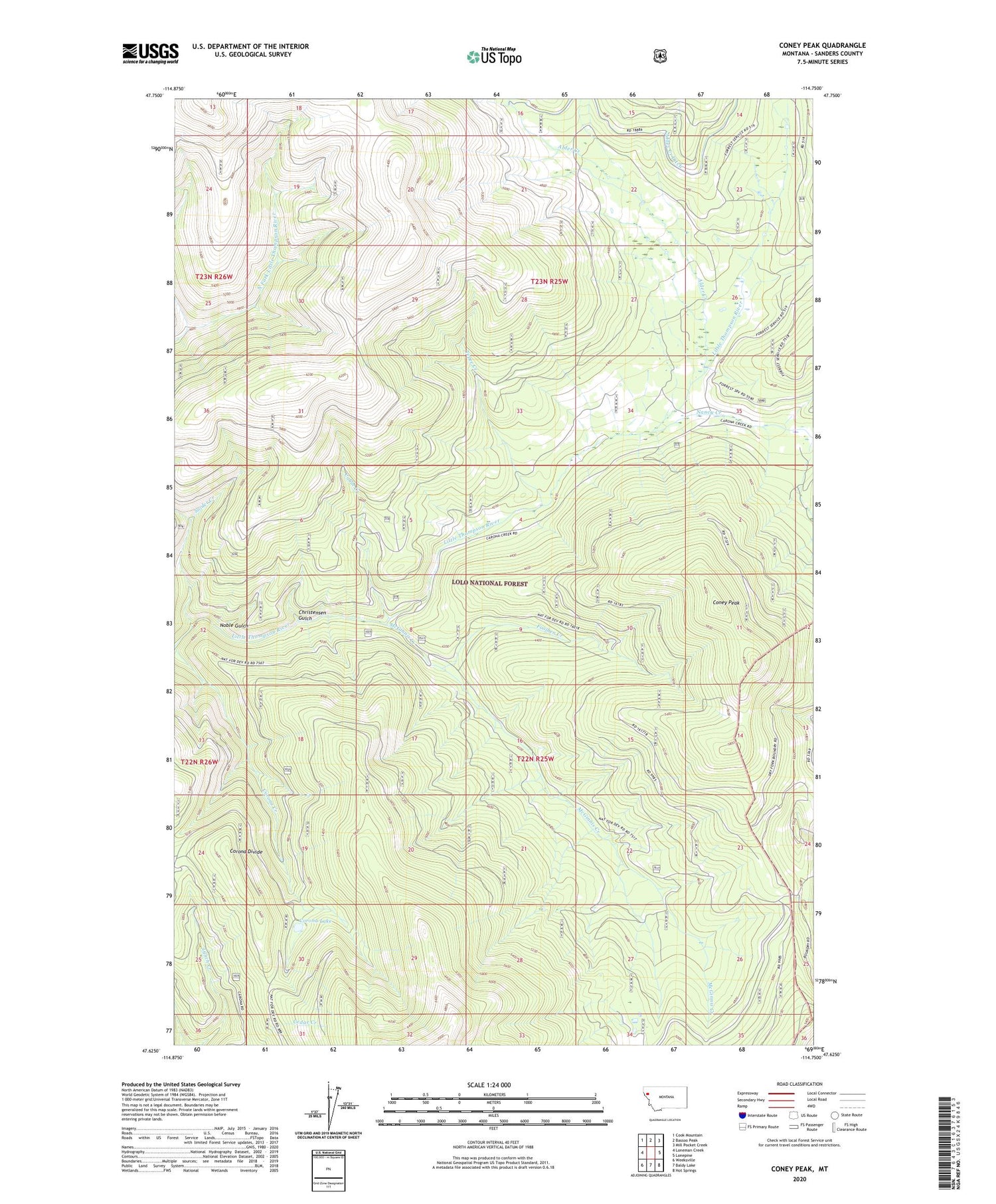 Coney Peak Montana US Topo Map Image