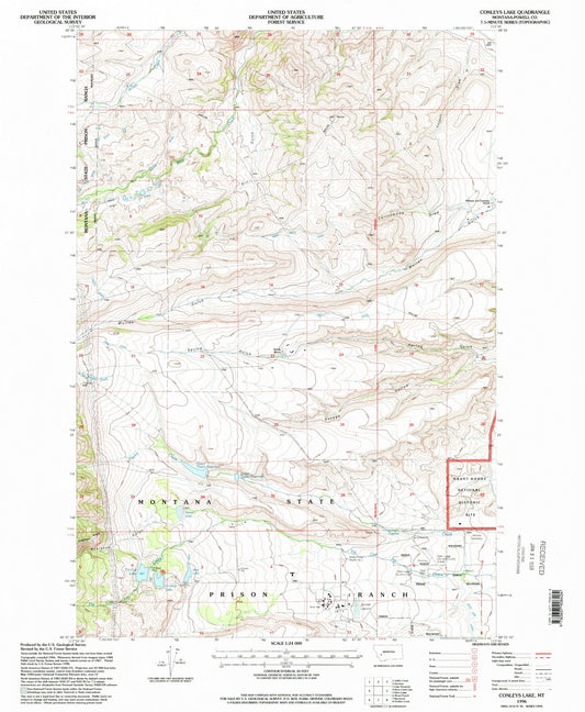 Classic USGS Conleys Lake Montana 7.5'x7.5' Topo Map Image