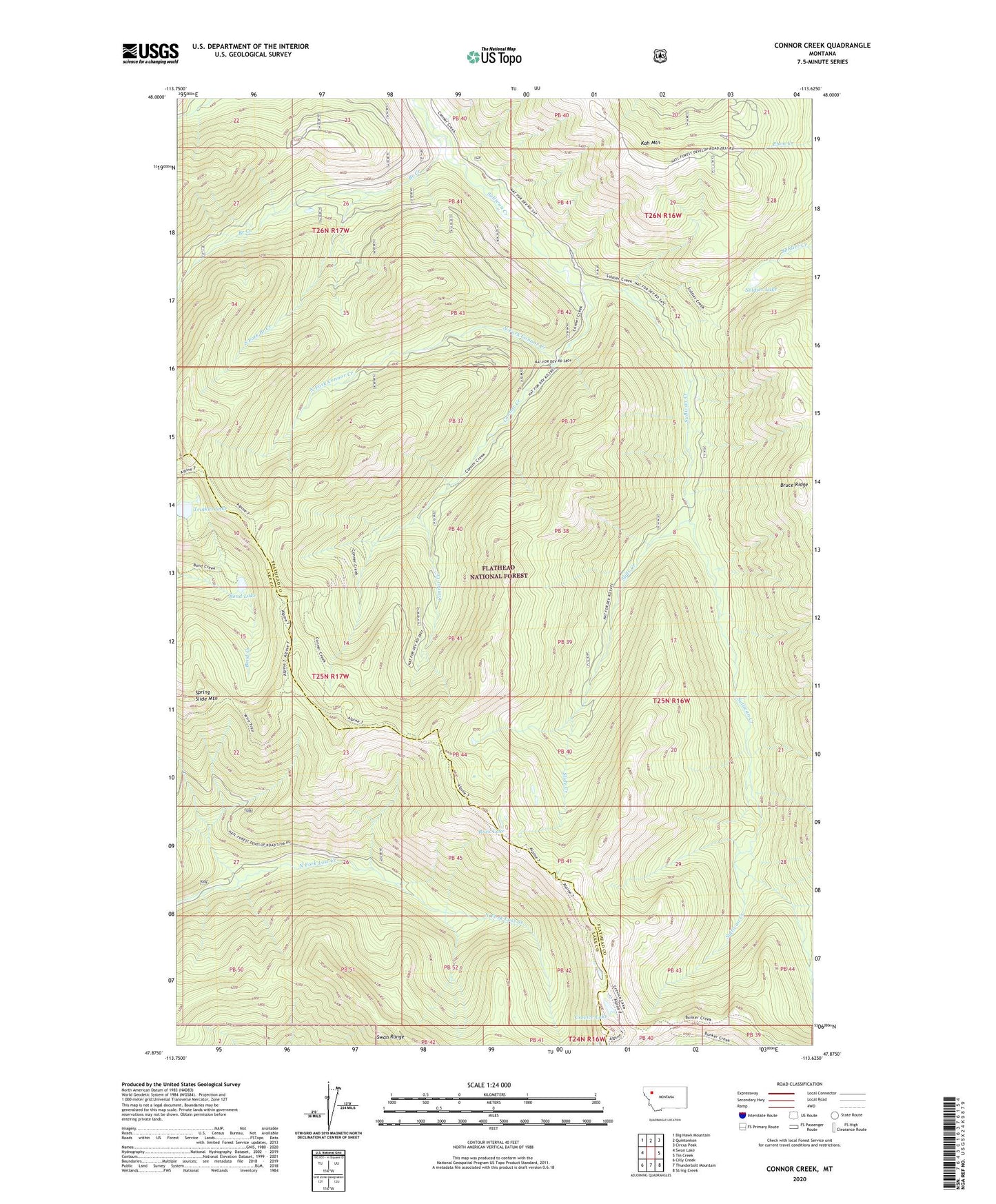 Connor Creek Montana US Topo Map Image
