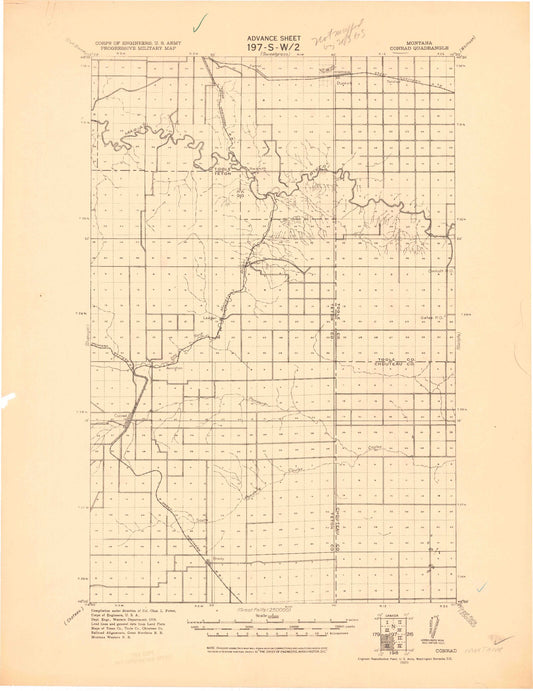 Historic 1920 Conrad Montana 30'x30' Topo Map Image