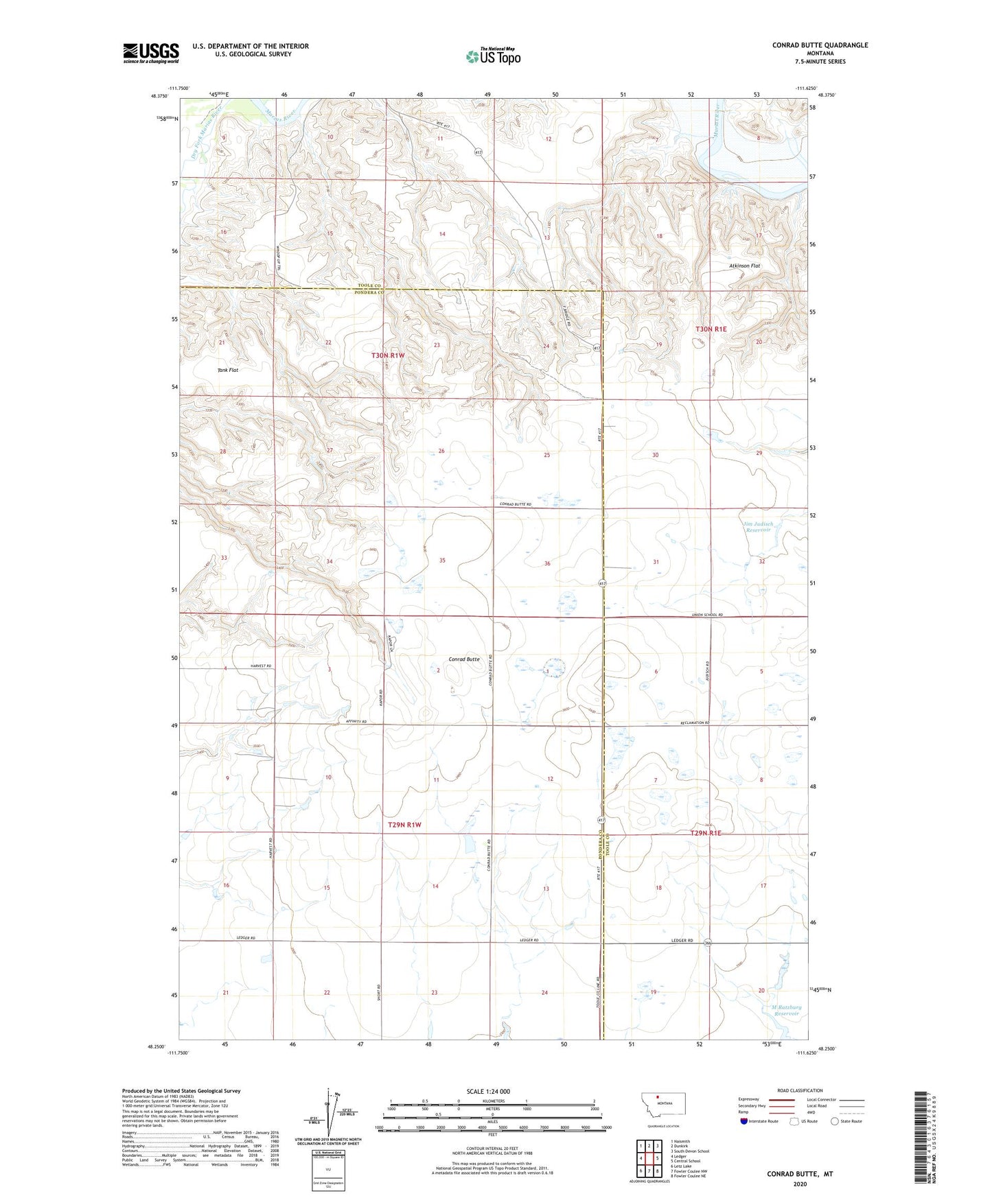 Conrad Butte Montana US Topo Map Image