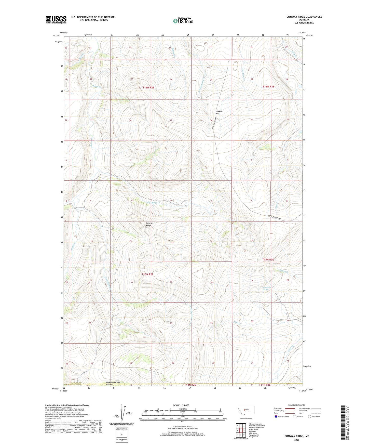 Conway Ridge Montana US Topo Map Image