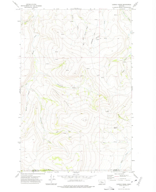 Classic USGS Conway Ridge Montana 7.5'x7.5' Topo Map Image