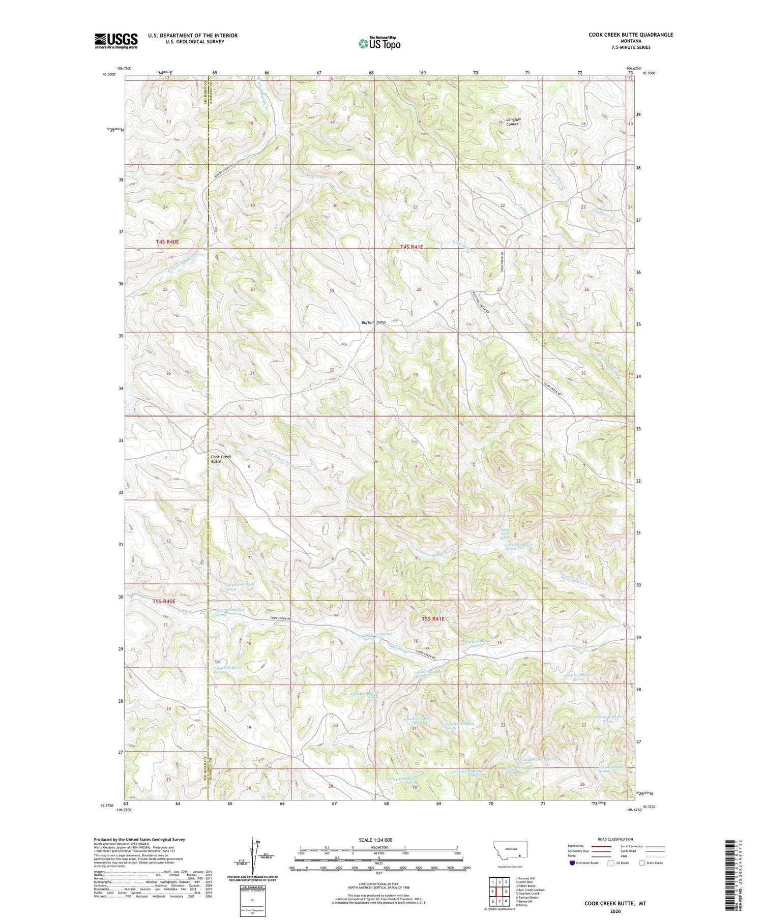 Cook Creek Butte Montana US Topo Map Image