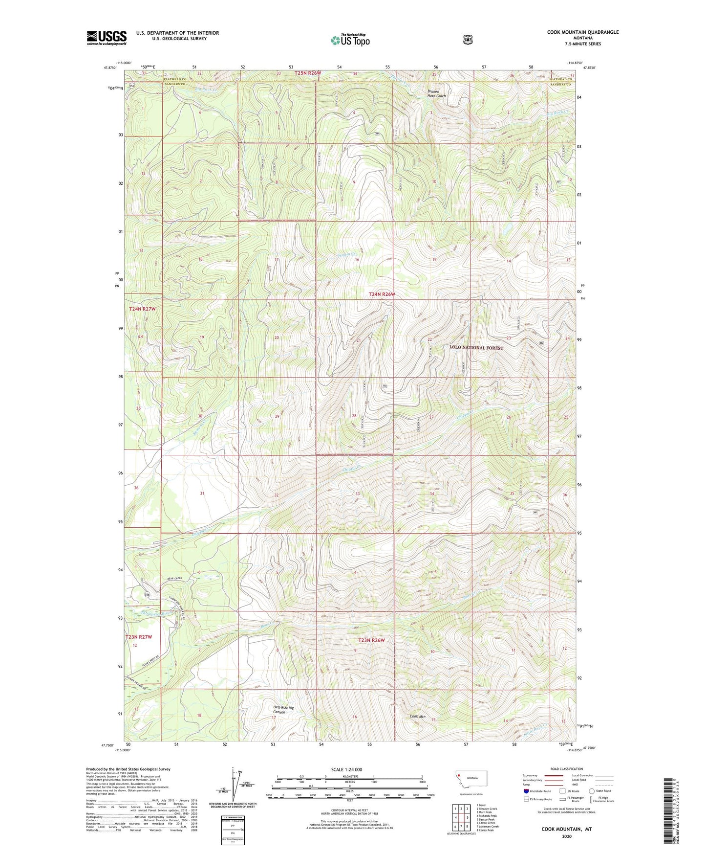 Cook Mountain Montana US Topo Map Image
