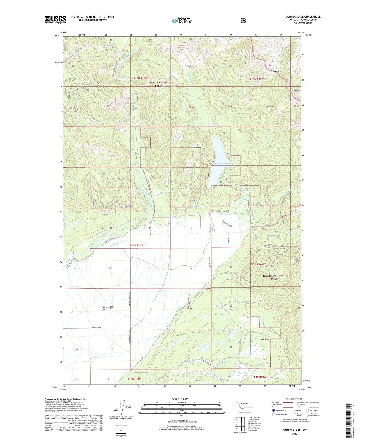Coopers Lake Montana US Topo Map Image
