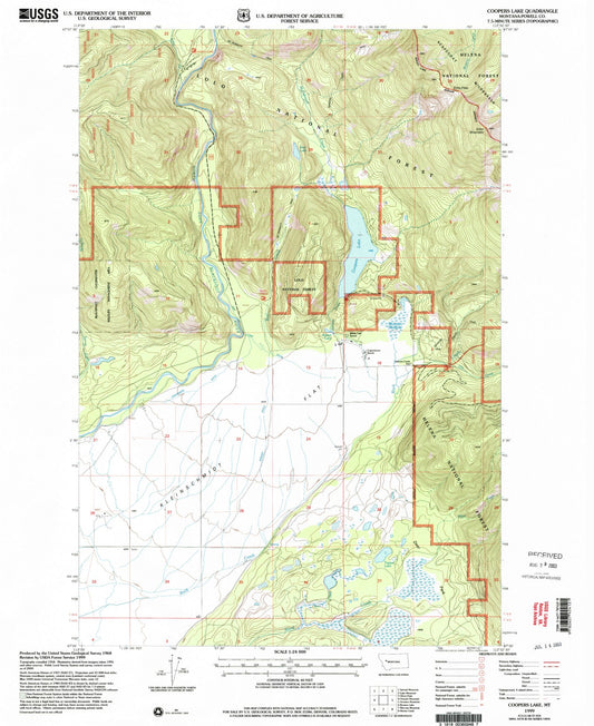 Classic USGS Coopers Lake Montana 7.5'x7.5' Topo Map Image