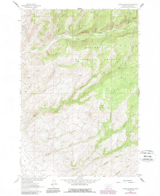 Classic USGS Copper Mountain Montana 7.5'x7.5' Topo Map Image