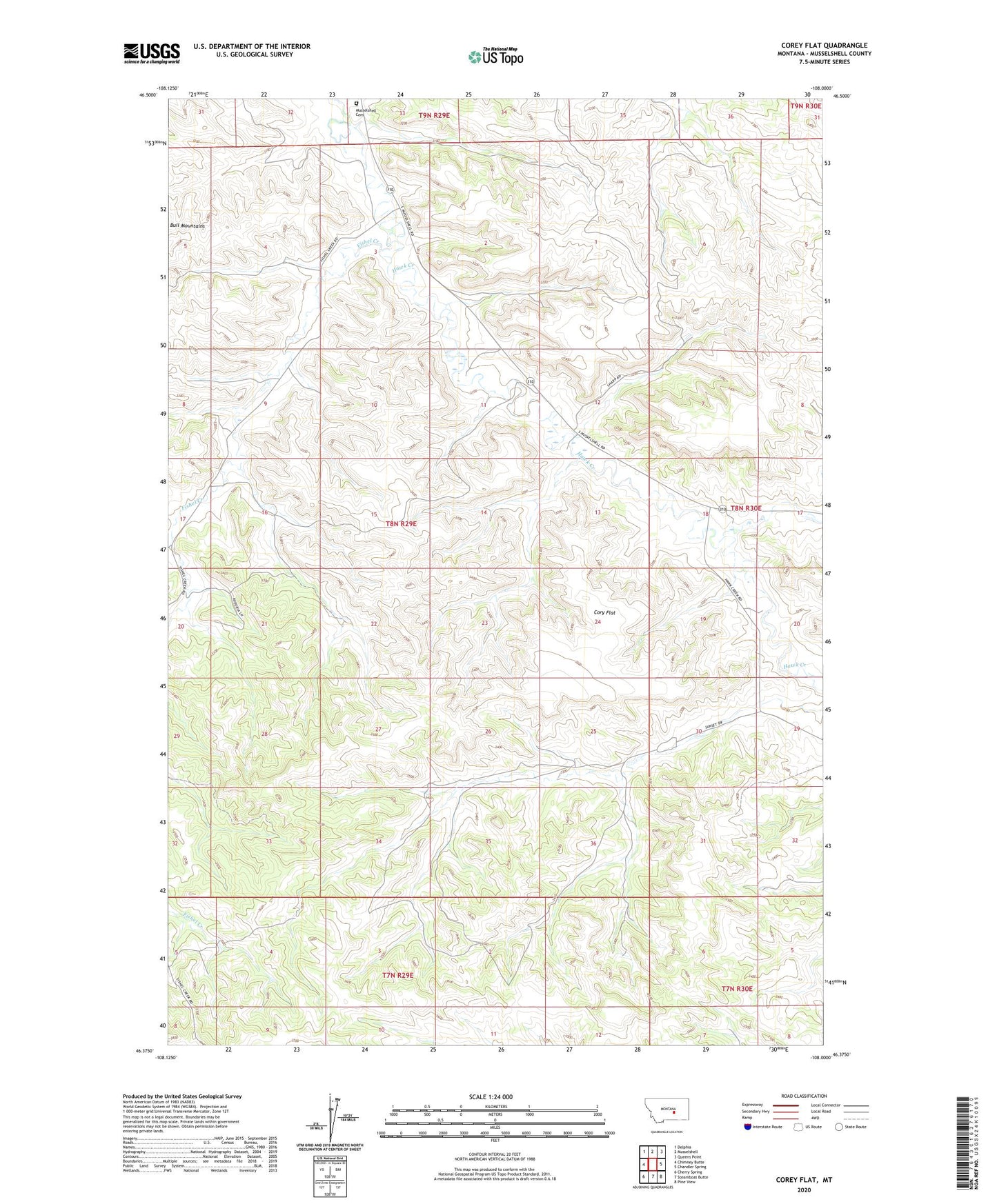 Corey Flat Montana US Topo Map Image