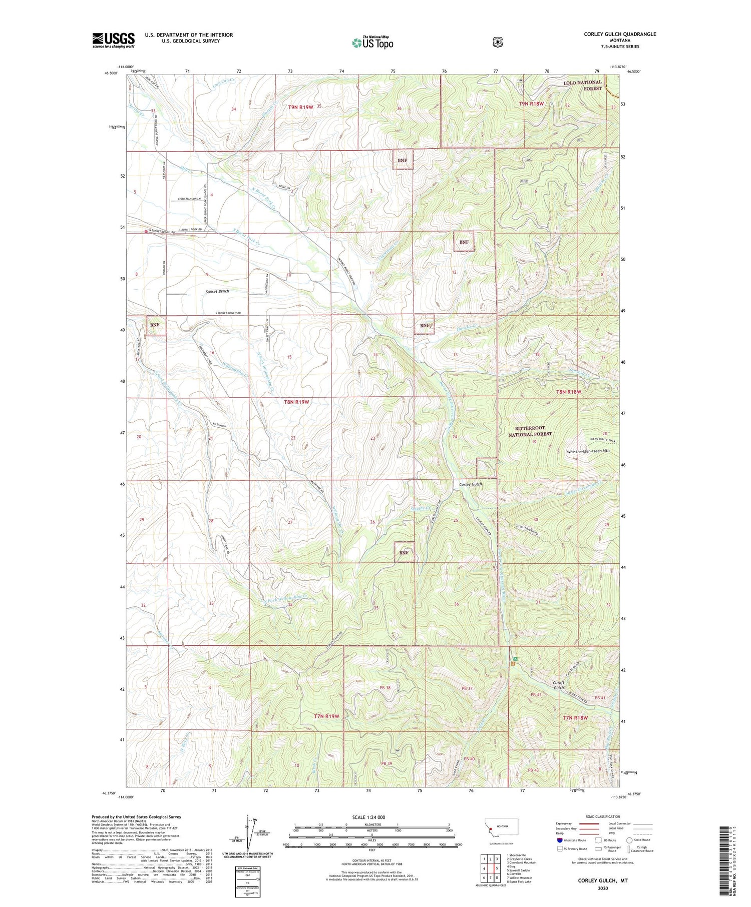 Corley Gulch Montana US Topo Map Image