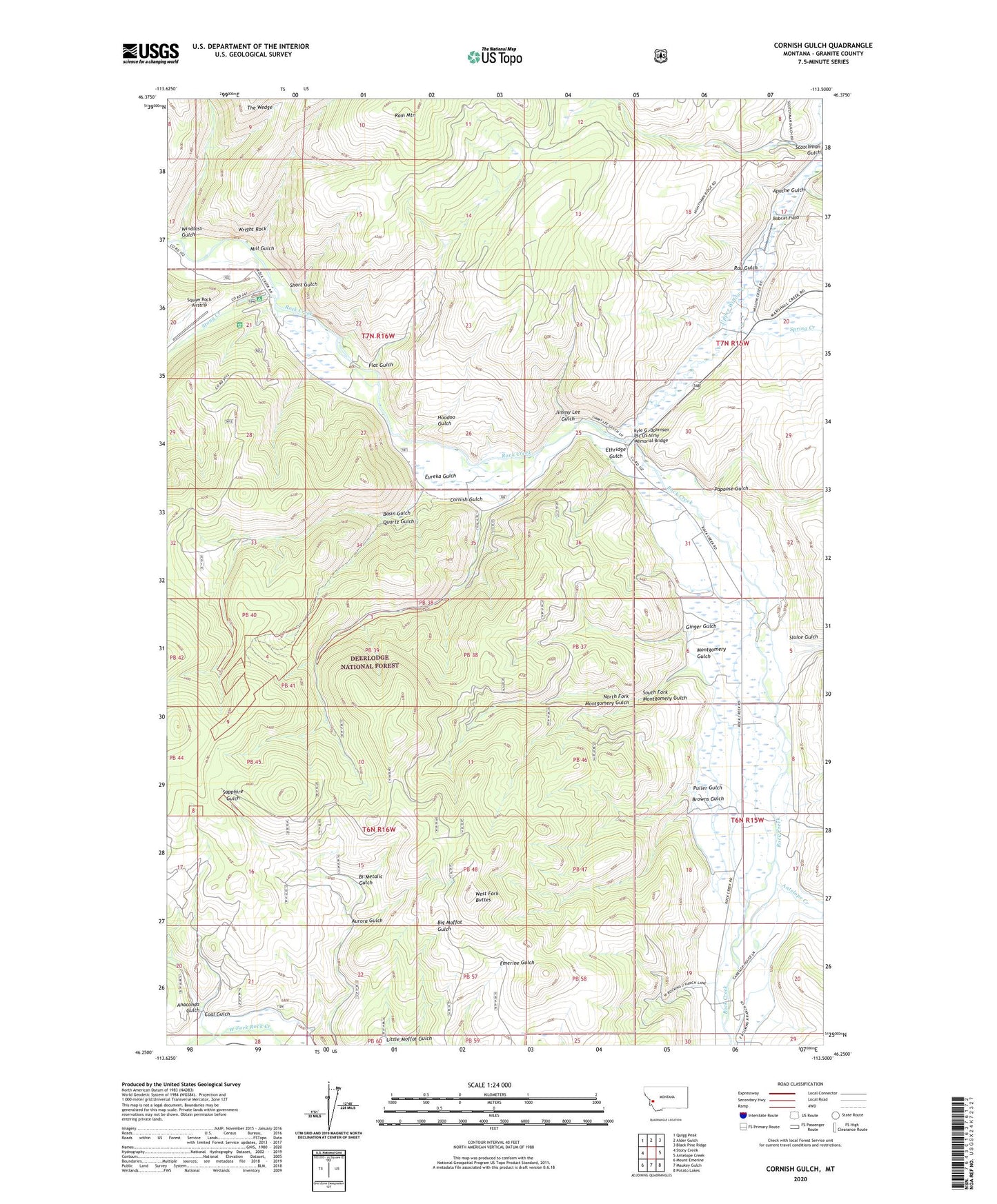 Cornish Gulch Montana US Topo Map Image