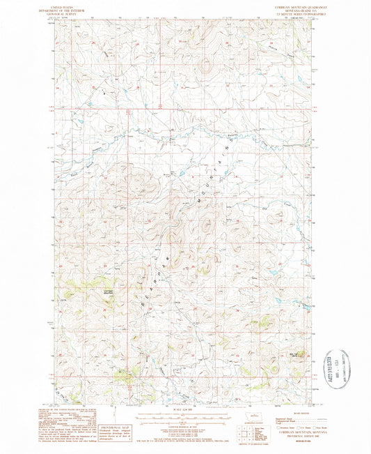 Classic USGS Corrigan Mountain Montana 7.5'x7.5' Topo Map Image