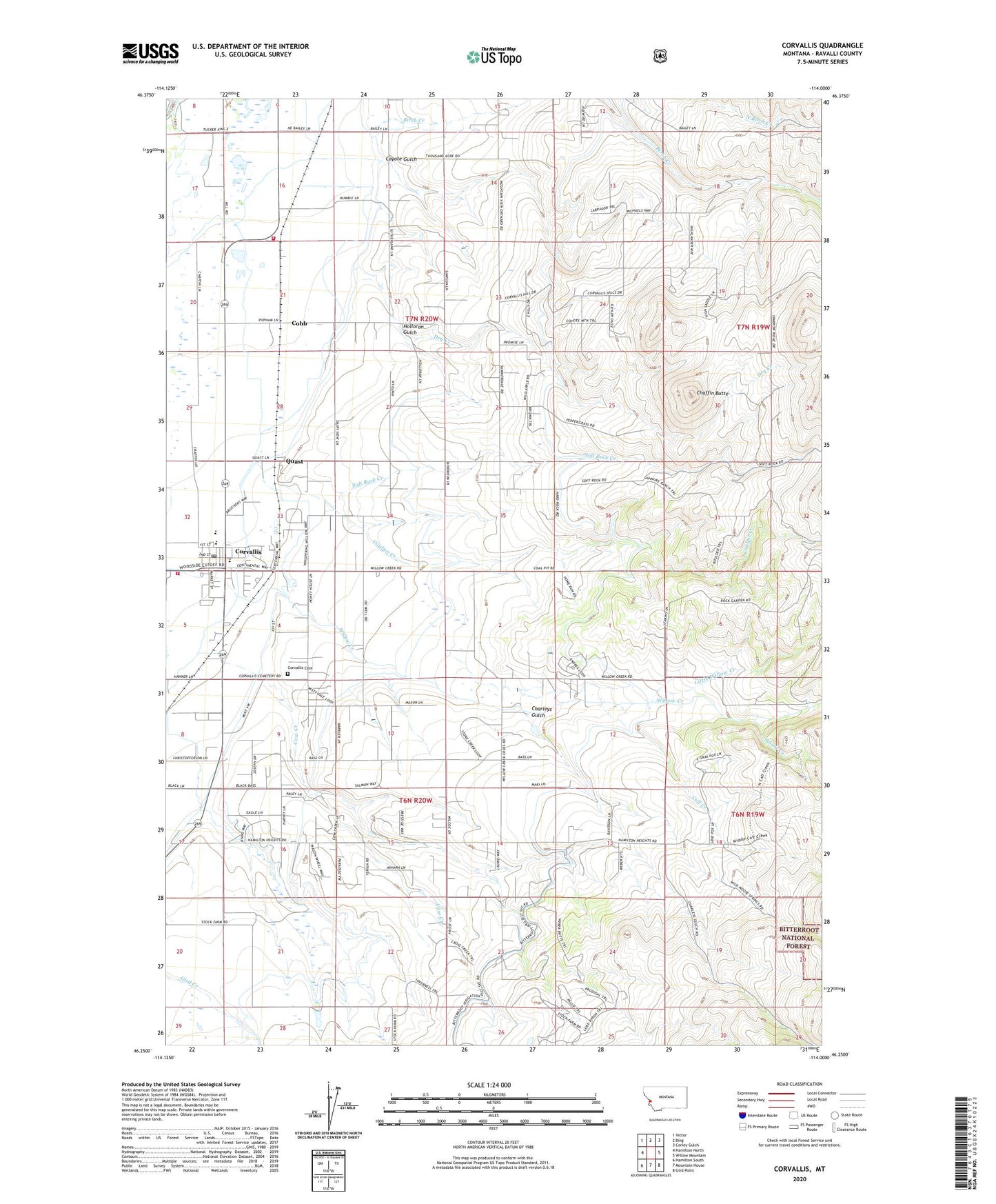 Corvallis Montana US Topo Map Image