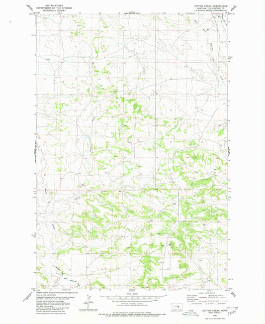 Classic USGS Cotton Creek Montana 7.5'x7.5' Topo Map Image