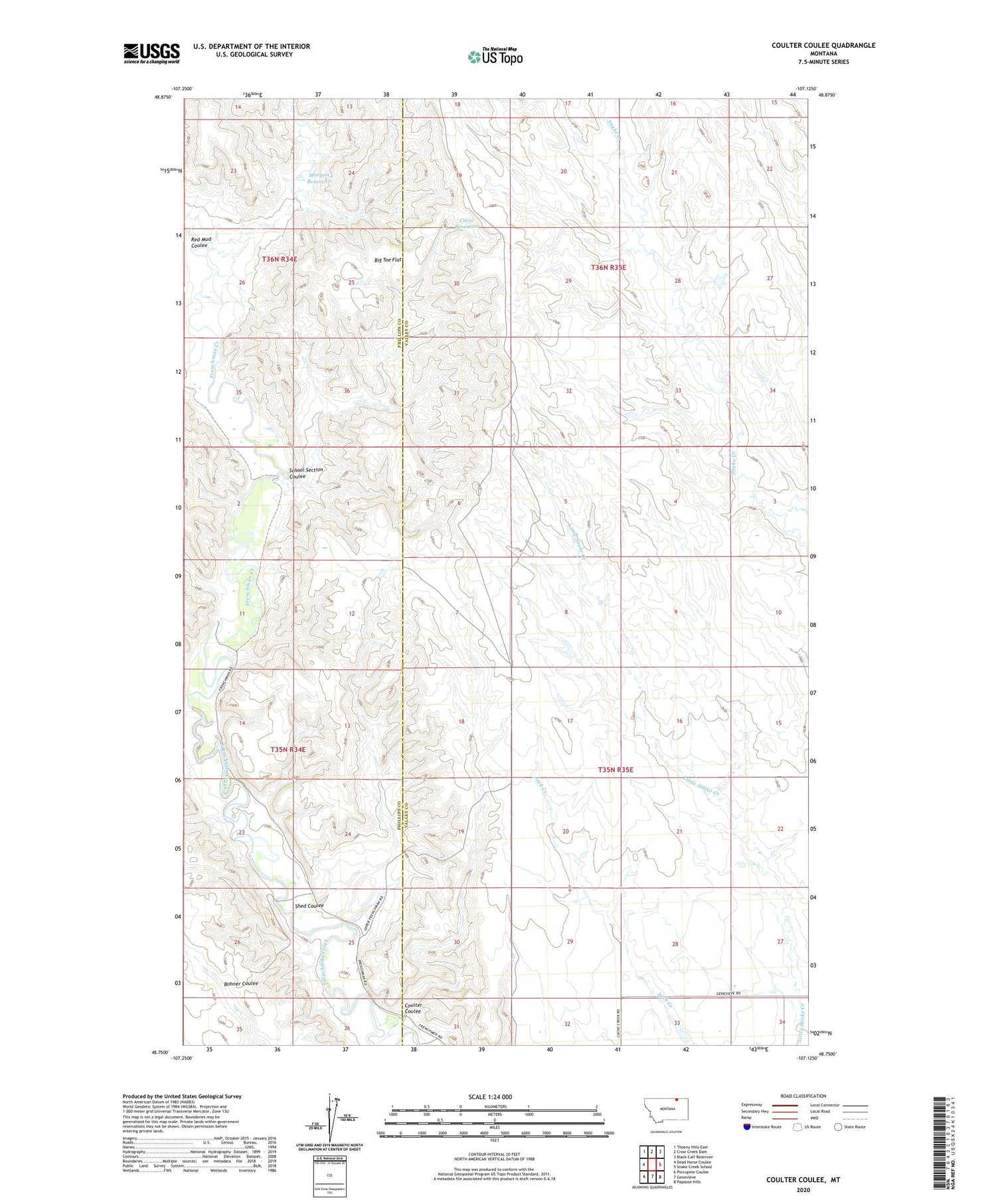 Coulter Coulee Montana US Topo Map Image