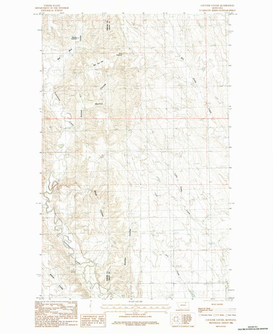 Classic USGS Coulter Coulee Montana 7.5'x7.5' Topo Map Image