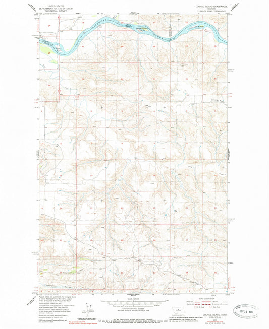 Classic USGS Council Island Montana 7.5'x7.5' Topo Map Image