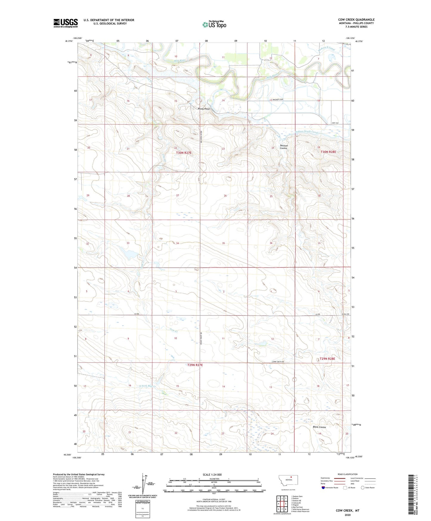 Cow Creek Montana US Topo Map Image