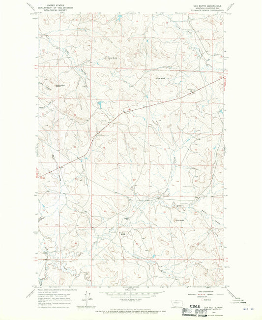 Classic USGS Cox Butte Montana 7.5'x7.5' Topo Map Image