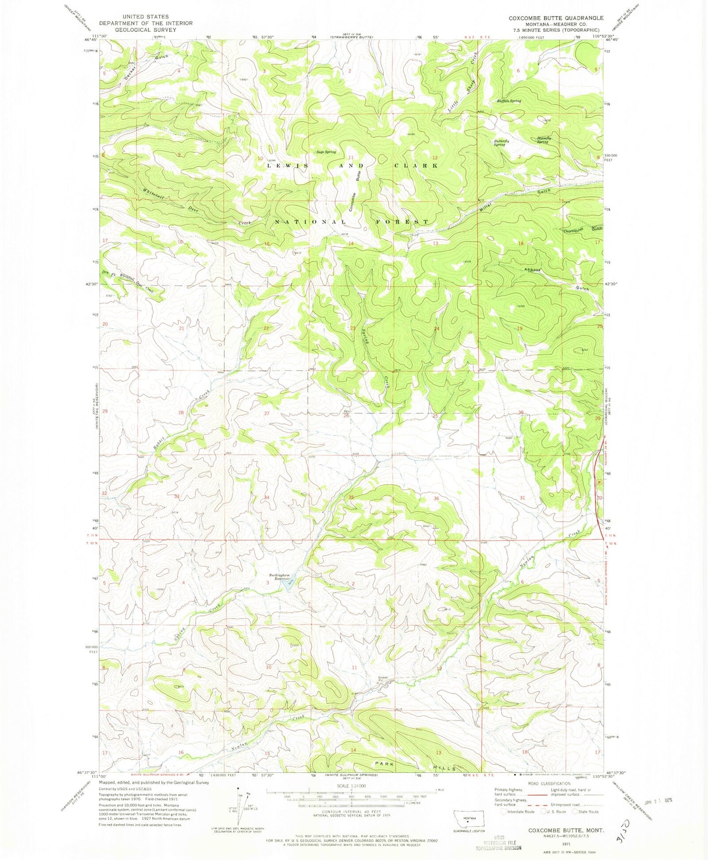 Classic USGS Coxcombe Butte Montana 7.5'x7.5' Topo Map Image