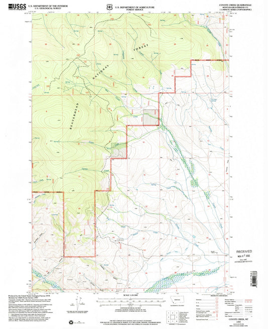 Classic USGS Coyote Creek Montana 7.5'x7.5' Topo Map Image