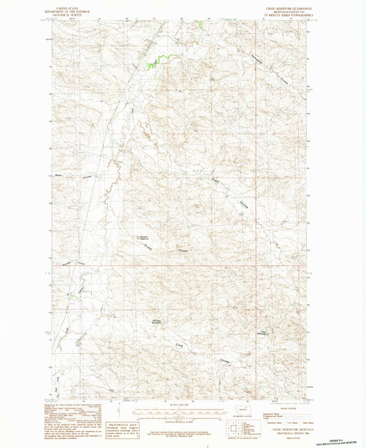 Classic USGS Craig Reservoir Montana 7.5'x7.5' Topo Map Image