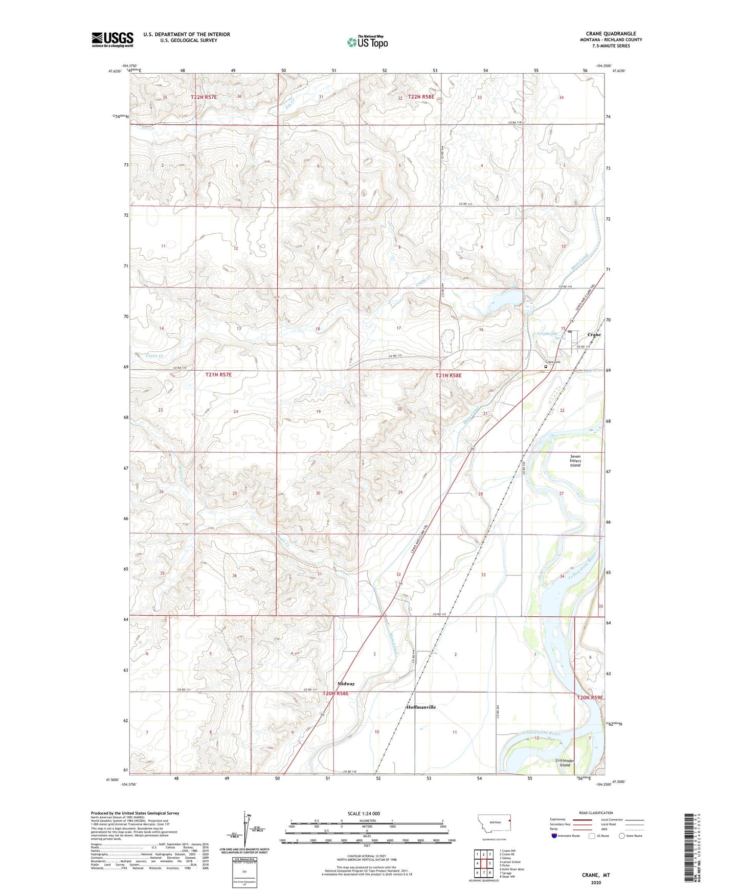 Crane Montana US Topo Map Image