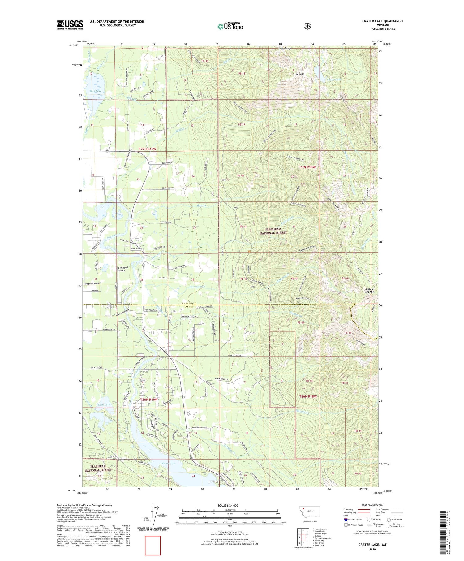 Crater Lake Montana US Topo Map Image