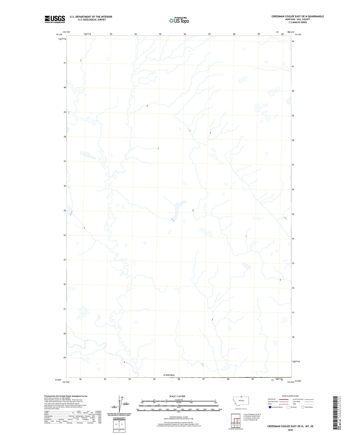 Creedman Coulee East OE N Montana US Topo Map Image