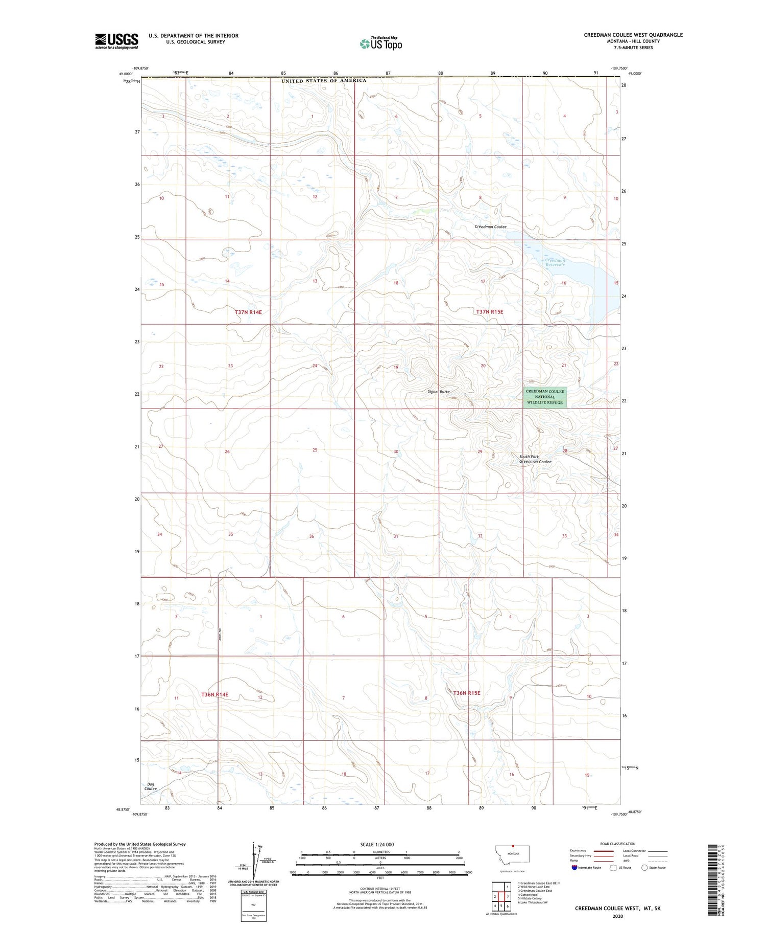 Creedman Coulee West Montana US Topo Map Image