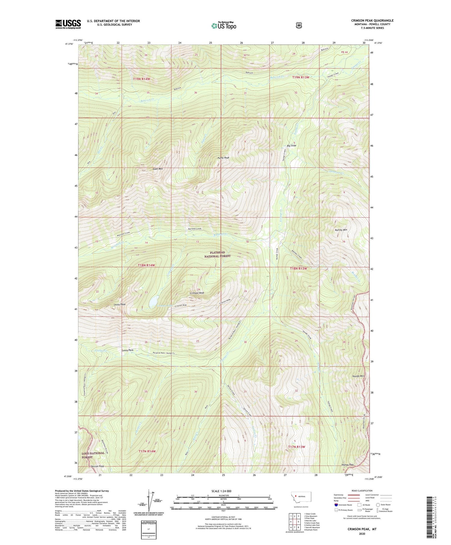 Crimson Peak Montana US Topo Map Image