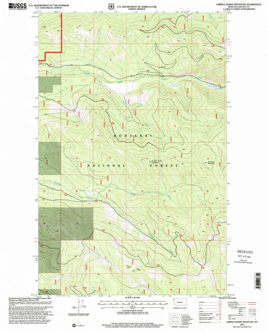 Classic USGS Cripple Horse Mountain Montana 7.5'x7.5' Topo Map Image