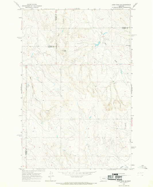Classic USGS Crow Rock SE Montana 7.5'x7.5' Topo Map Image