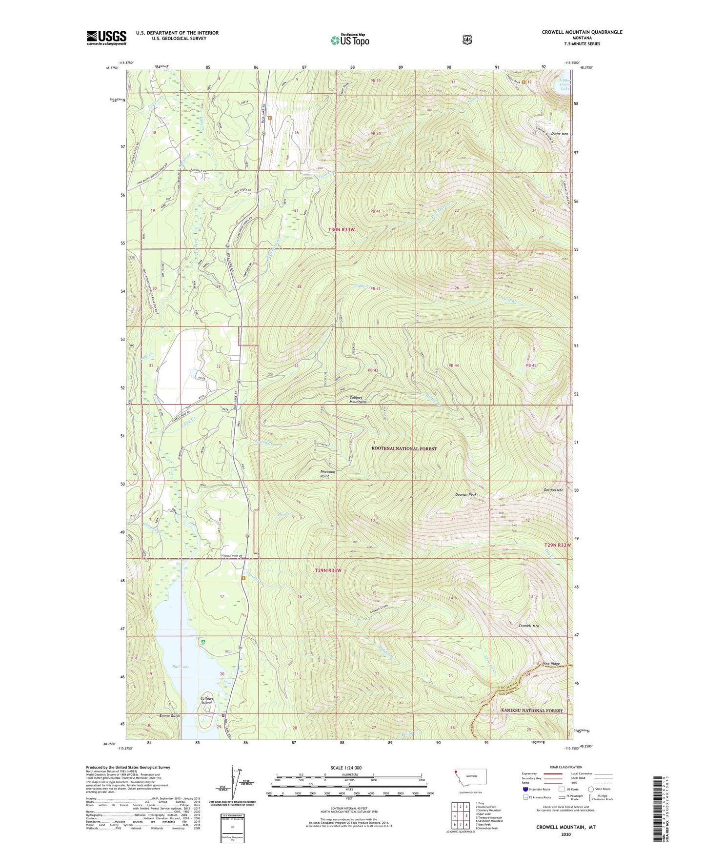 Crowell Mountain Montana US Topo Map Image